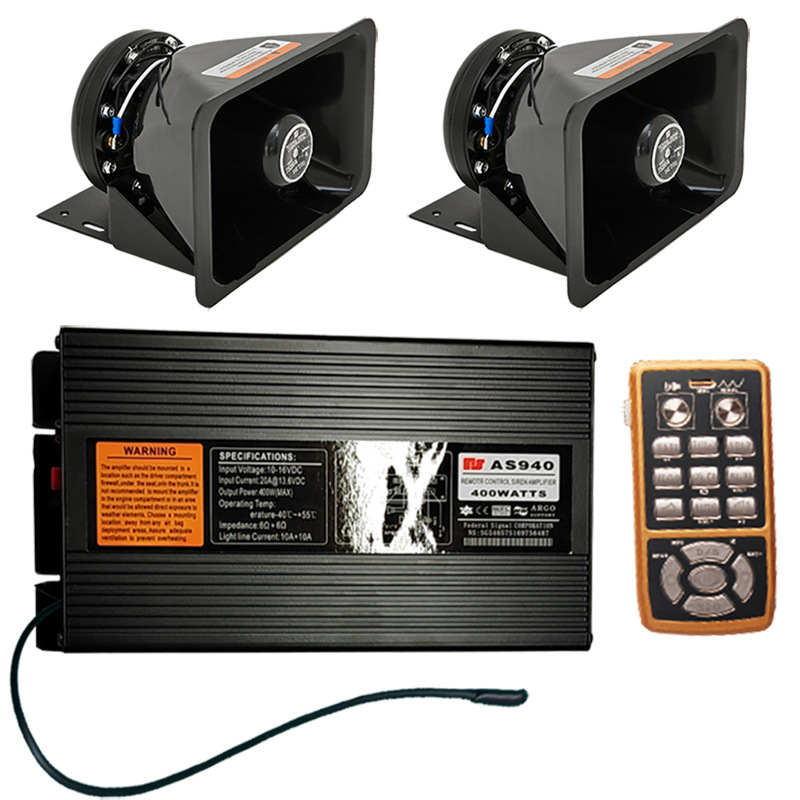 400W car-mounted wireless siren alarm speaker, high-pitched speaker for cars, AS940M+ square-mouth speaker