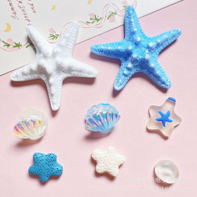 Ocean Starfish Shell Series DIY Cream Glue Mobile Phone Case Hole Shoes Shoe Buckle Refrigerator Sticker Hairpin Resin Accessories