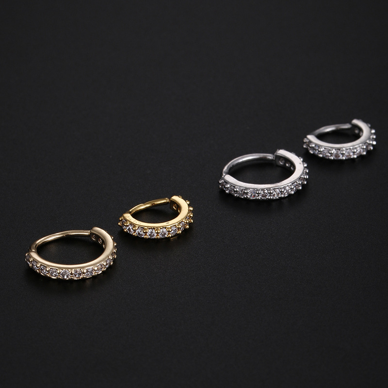 Simple Style Circle Copper Inlay Zircon Nose Ring 1 Piece