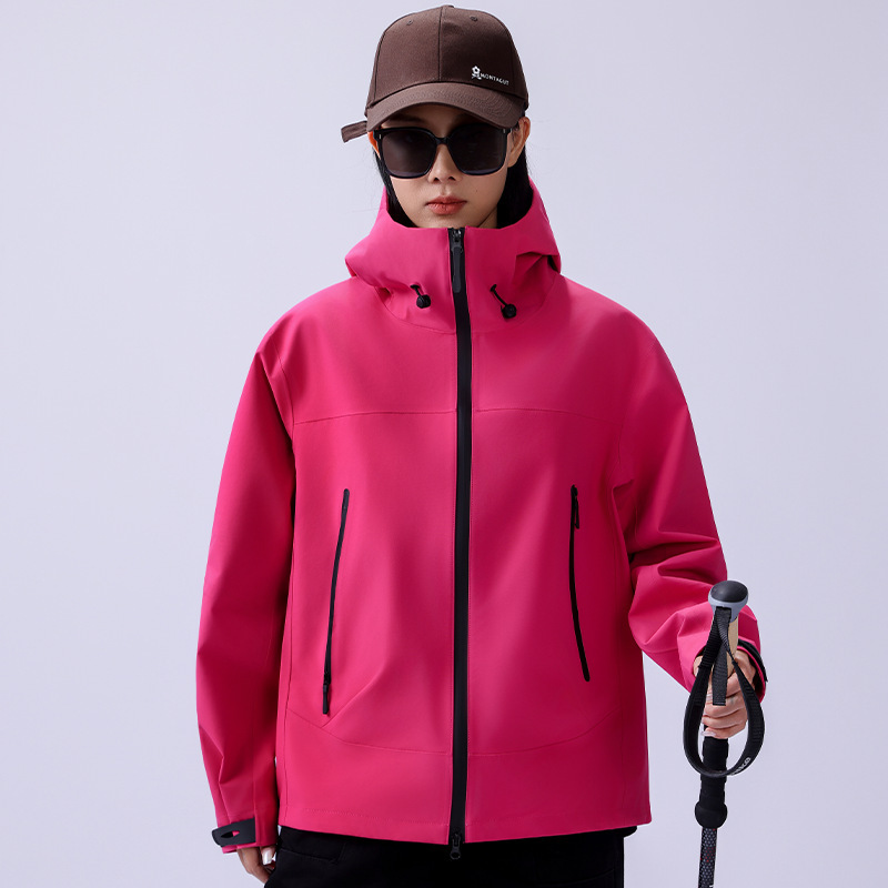防水保暖连帽冲锋衣三合一女硬壳三防外套情侣户外防水防风登山服|undefined