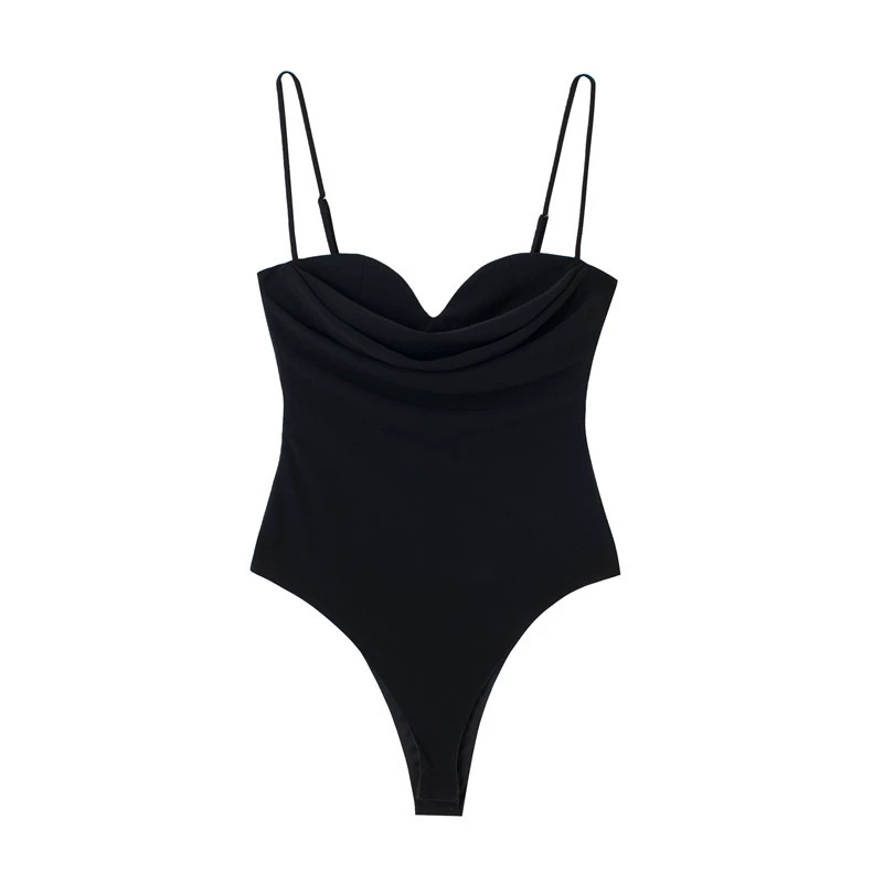 Боди женское, европейский летний slim-fit, бретельки-шнурки, размеры XS–L (чёрный/белый)