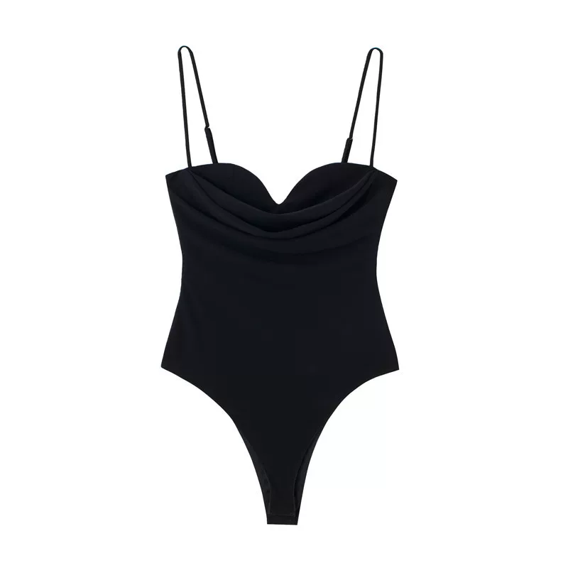Боди женское, европейский летний slim-fit, бретельки-шнурки, размеры XS–L (чёрный/белый)