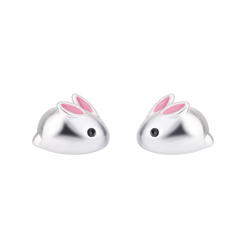 Cute Rabbit Copper Enamel Ear Studs 1 Pair display picture 5