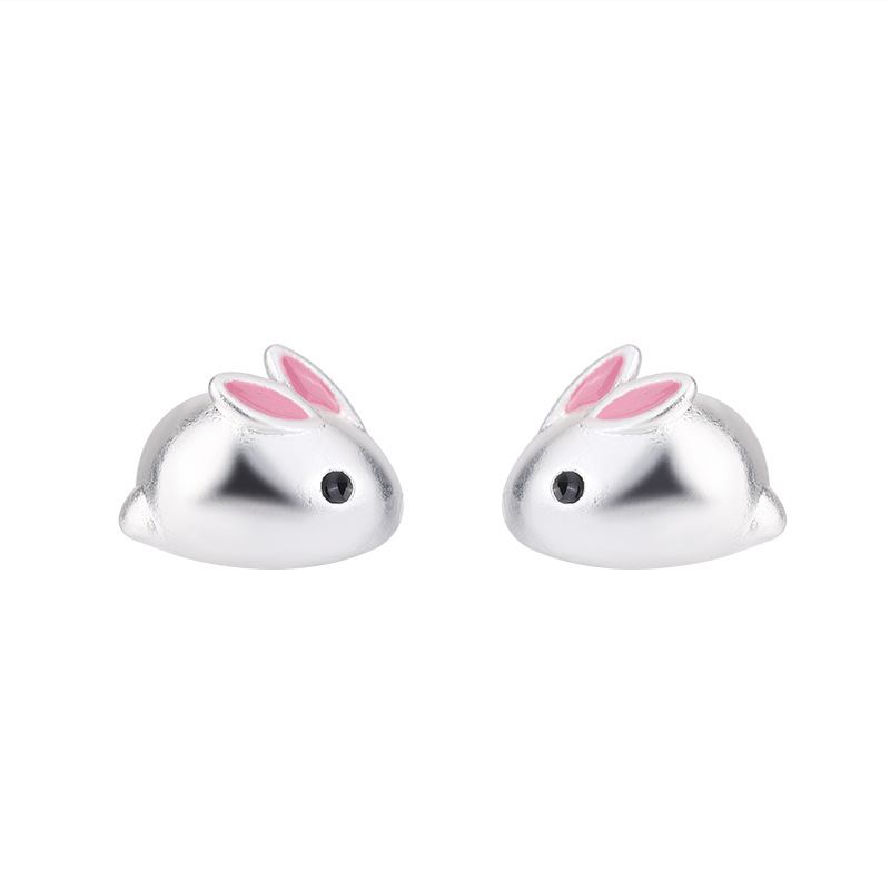 Mignon Lapin Cuivre Émail Goujons D'oreille 1 Paire display picture 5