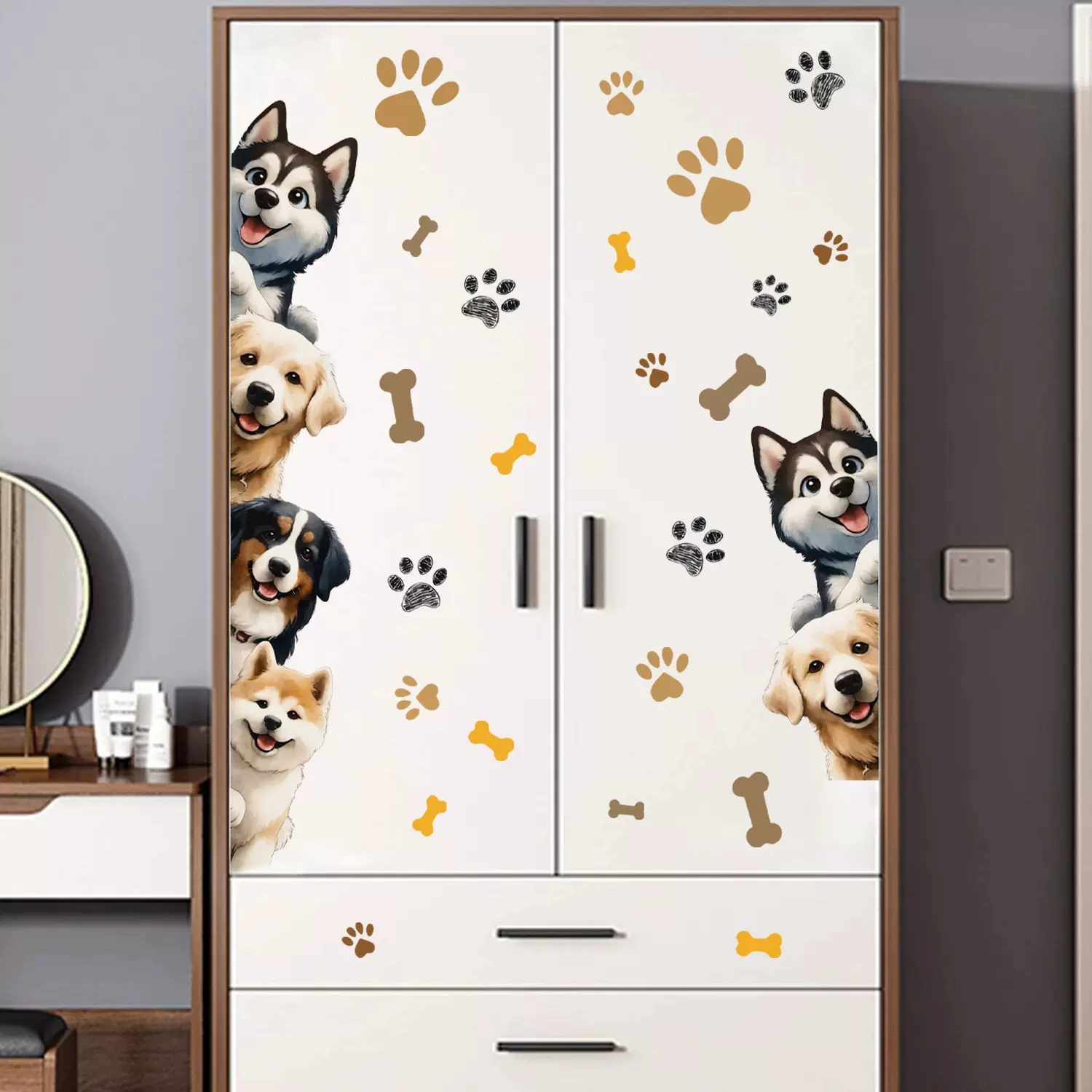 跨境宠物狗贴纸自粘墙贴宠物店门衣柜装饰贴单身公寓装饰贴画