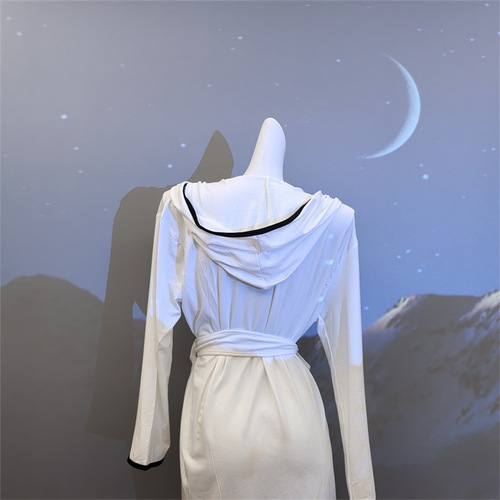 Women's Autumn/Winter Thick Cotton Fleece High-End Sleepwear, Long-Sleeve Hooded Robe Bath Robe with Pure Desire Style