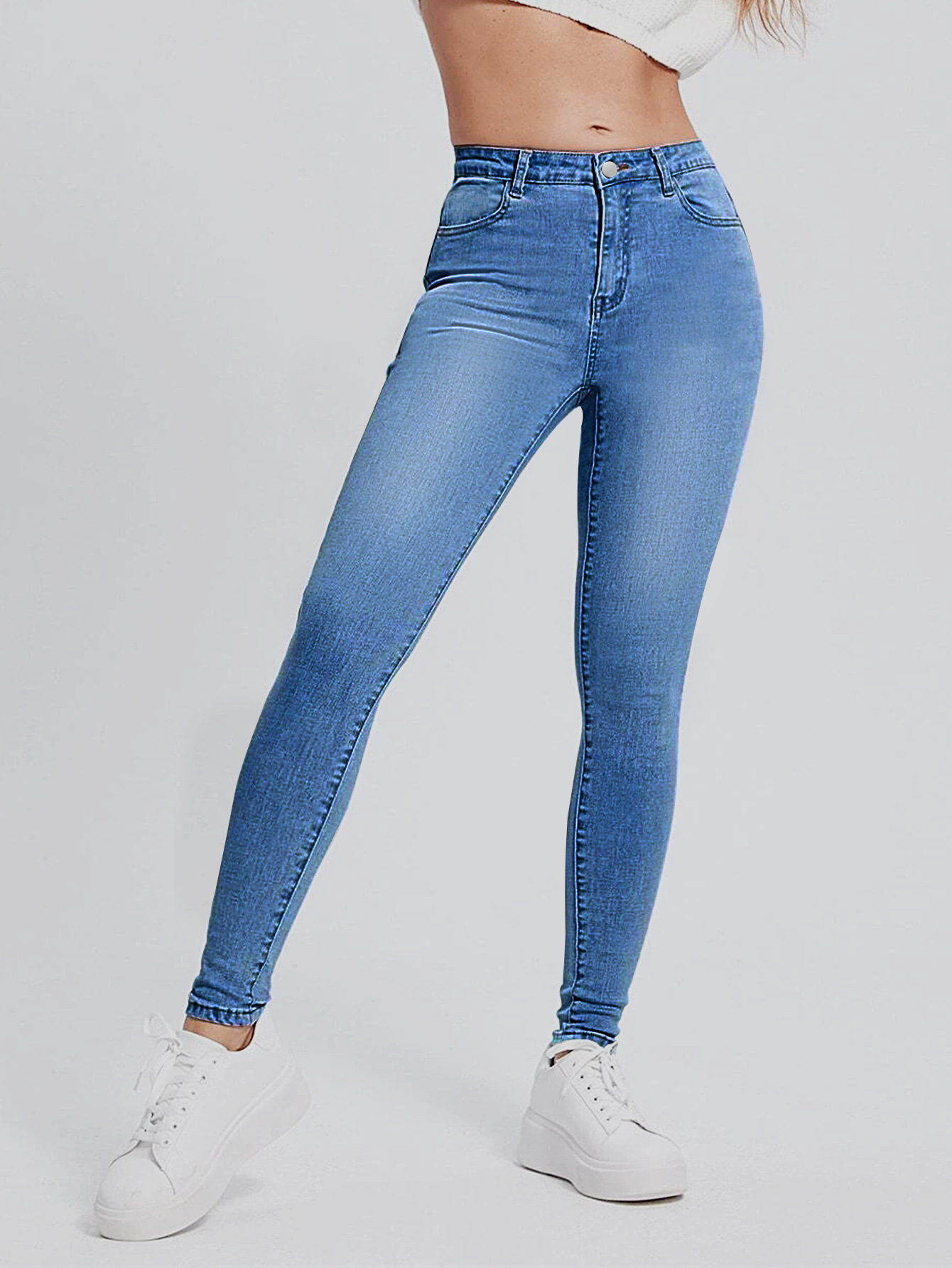 Women's Gender Streetwear Style Women's Street Streetwear Solid Color Full Length Jeans