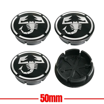 center cover, Car logo - black-background-silver-scorpion-with-silver-ring-50mm-set