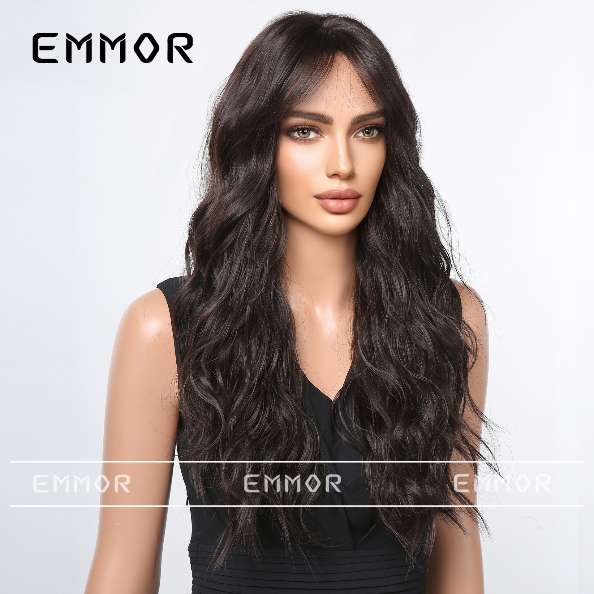 Comercio exterior transfronterizo europeo y americano nueva peluca Mujer de lana de longitud media rizado Pelo Largo reparación cara moda mullido conjunto de peluca superior