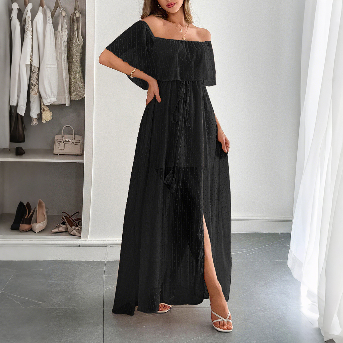 Women's Summer Elegant Short-Sleeve Maxi Dress