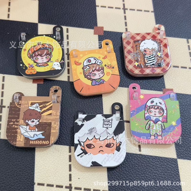 印花浮雕卡通小野翻盖手机板材吊珠 diy手机链包挂车挂饰品配件|undefined