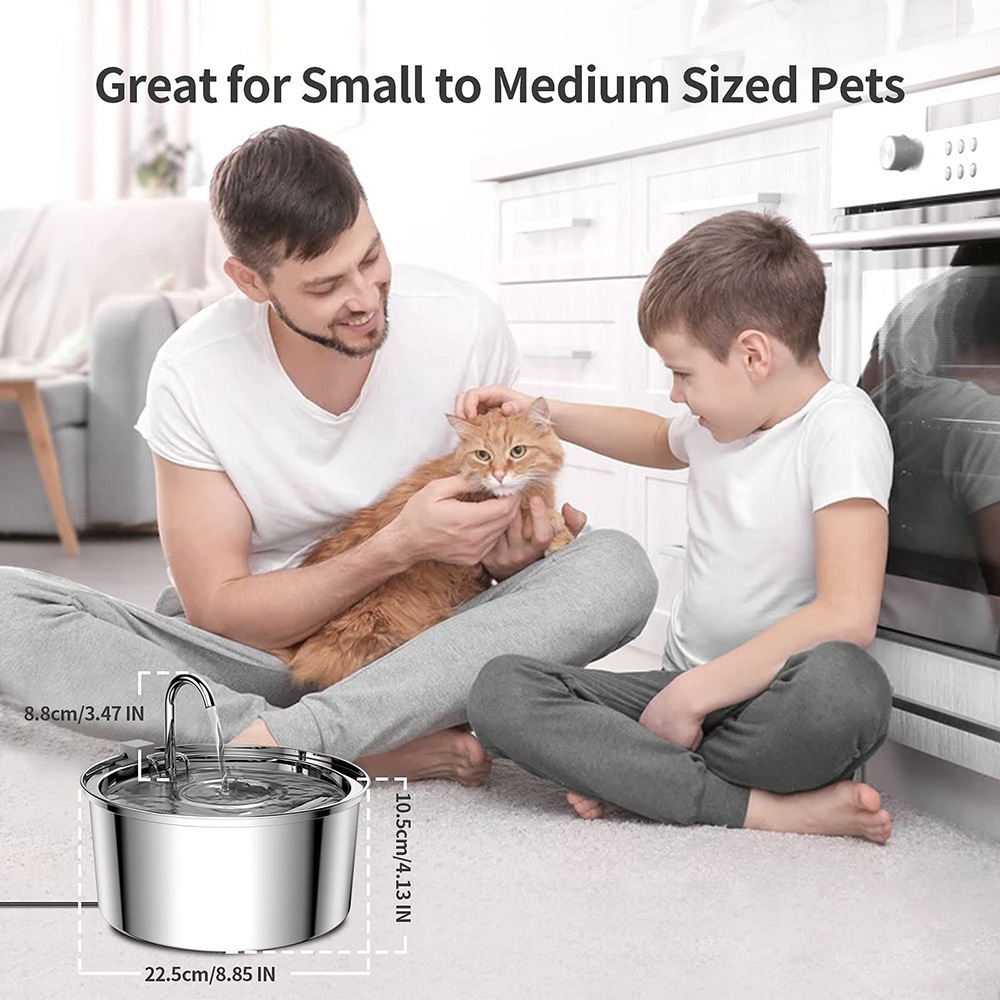 Fábrica directa 3.2L agua de acero inoxidable para mascotas filtración de carbón activado circulación automática silenciosa alimentador de agua para gatos y perros