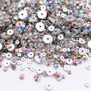 Medium hole flat bottom rhinestone 3, 4, 5, 6MM mixed 500 PCs sewing clothes wedding dress dress jewelry decoration