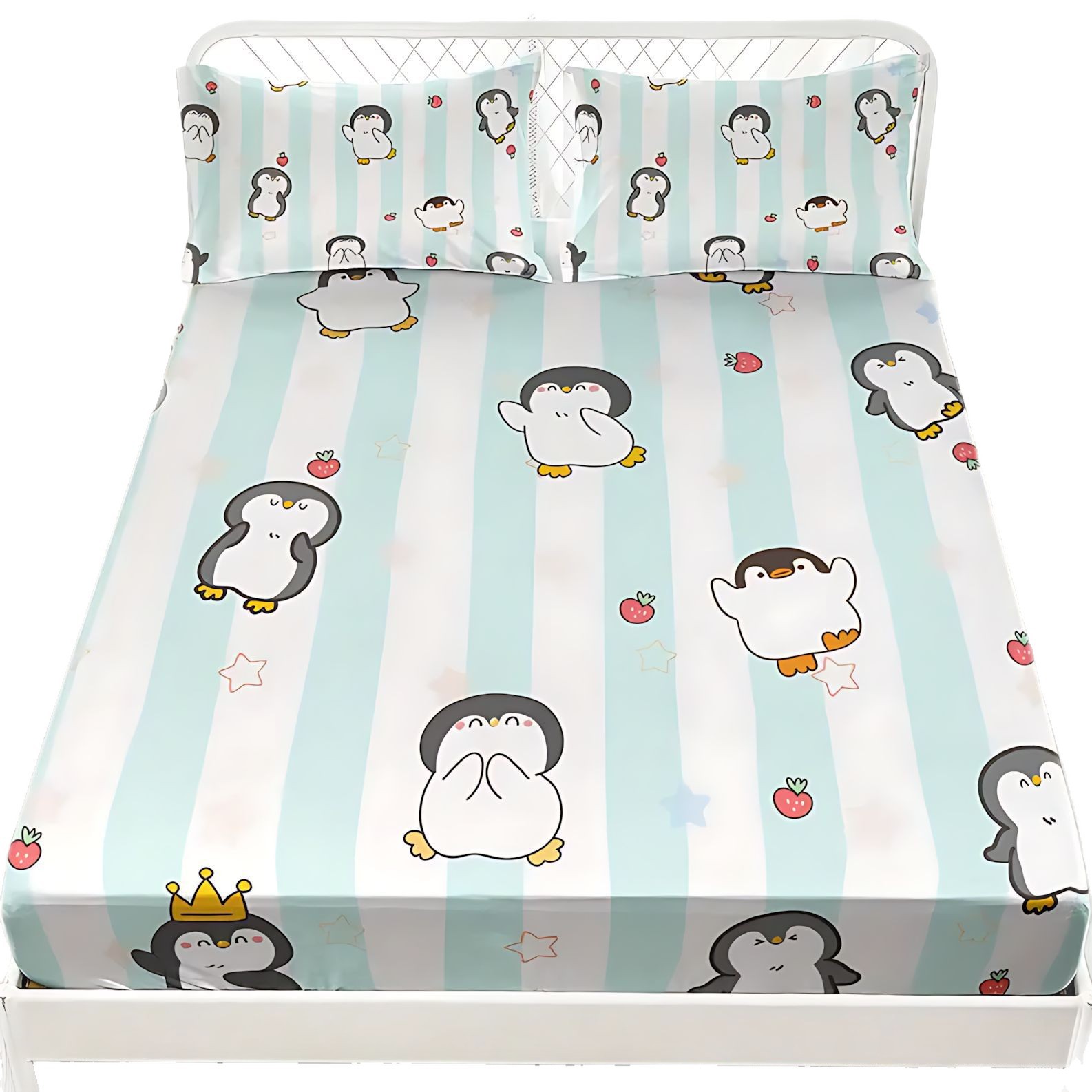 TEMU / JIT adorable pingüino impresión digital de alta definición conjunto de cama de cama de la fuente de los fabricantes a través de la frontera puede fijar