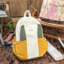 新款高颜值森系ins撞色拼接背包情侣轻便登山旅游大容量双肩包
