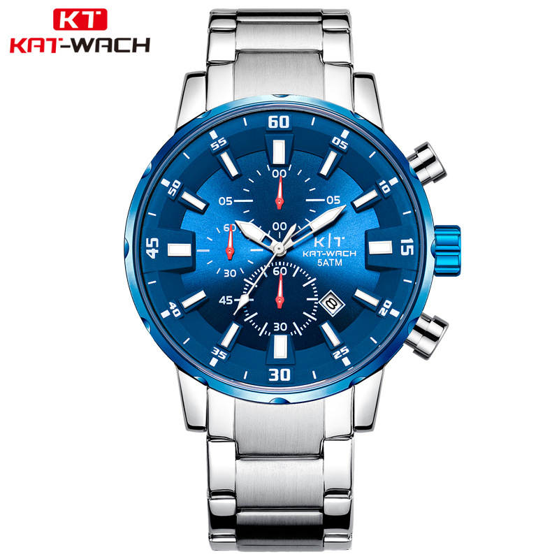 KAT-WACH new pattern waterproof watch steel strip calendar quartz motion watch man 3101