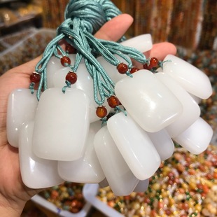 Imitation Xinjiang Gold Silk Jade White Jade Peace Brand Necklace Mutton Fat Jade Bread Brand Pendant Wushi Brand Pendant Live Broadcast Supply
