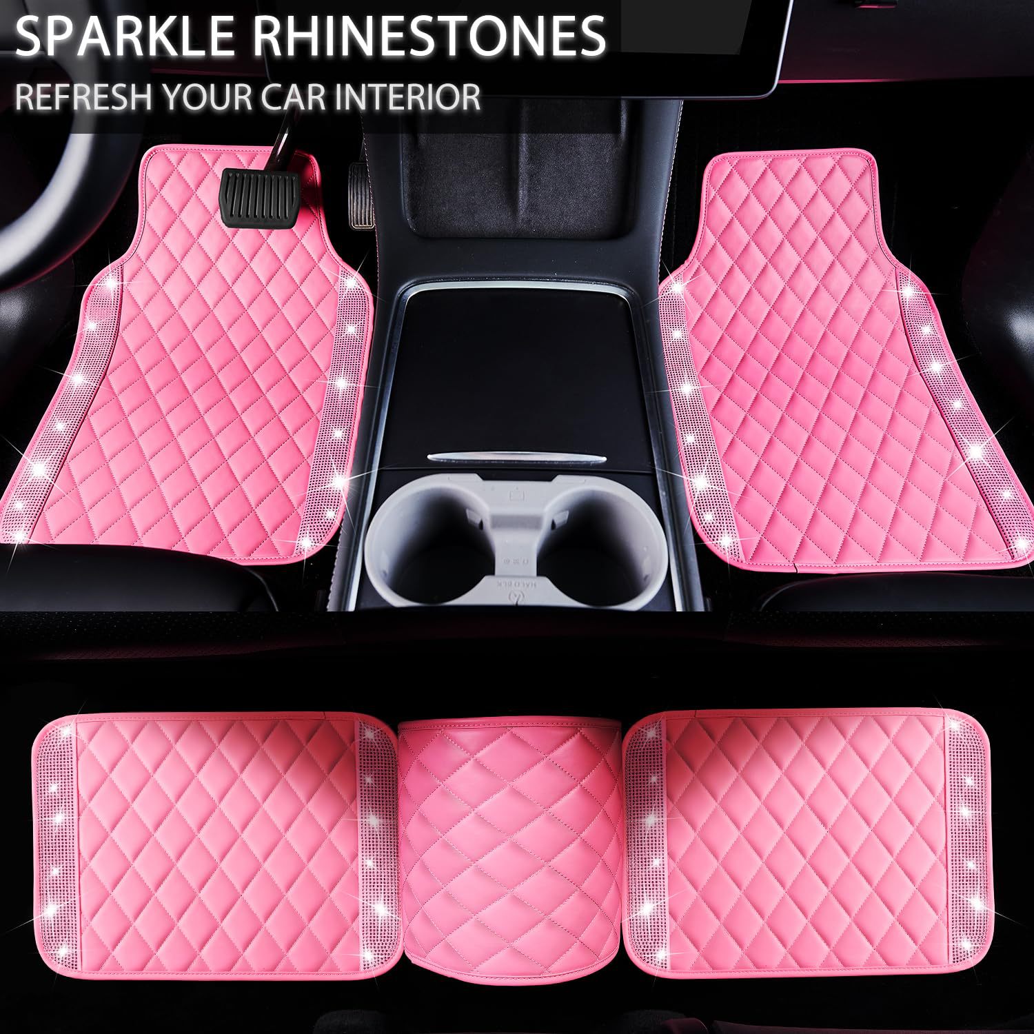 Cross-Border Foreign Trade Car-Mounted Diamond-Encrusted Anti-Slip Car Floor Mats, Universal Carpet Floor Mats, Easy to Clean, All-Season Floor Mats