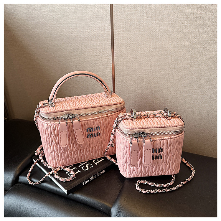 Soft surface pleated bucket bag for women, 2025 new style hand-held hard shell cosmetic box bag, crossbody single-shoulder mobile phone bag undefined