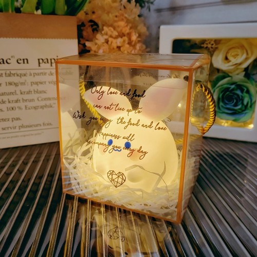 Cute rabbit night light led creative bedroom small table lamp children's luminous toys night market street stall wholesale gifts