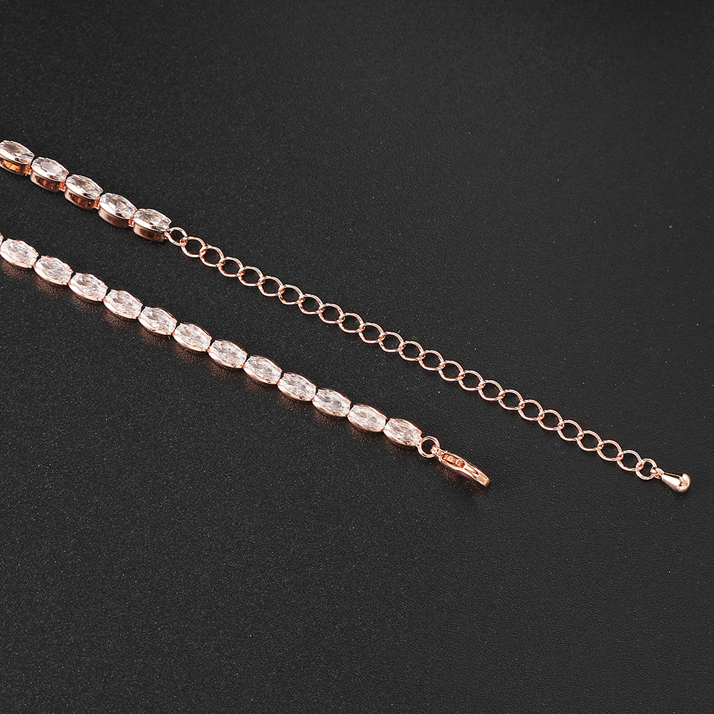 Plating, Inlay Design Copper Rose Gold Plated White Gold Plated Gold Plated Plating Inlay Oval Zircon Necklace
