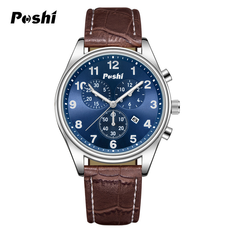Comercio exterior nuevo POSHI marca reloj de cuarzo multifuncional negocio luminoso impermeable reloj de los hombres reloj de la correa de moda
