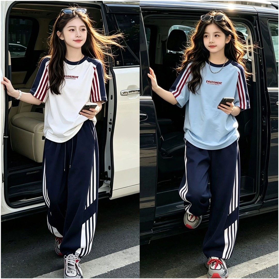 2026 Summer New Style Children's Casual Cotton Top Set with Short-Sleeved Shirt and Pants - Versatile Sporty Short-Sleeved Shirt and Pants