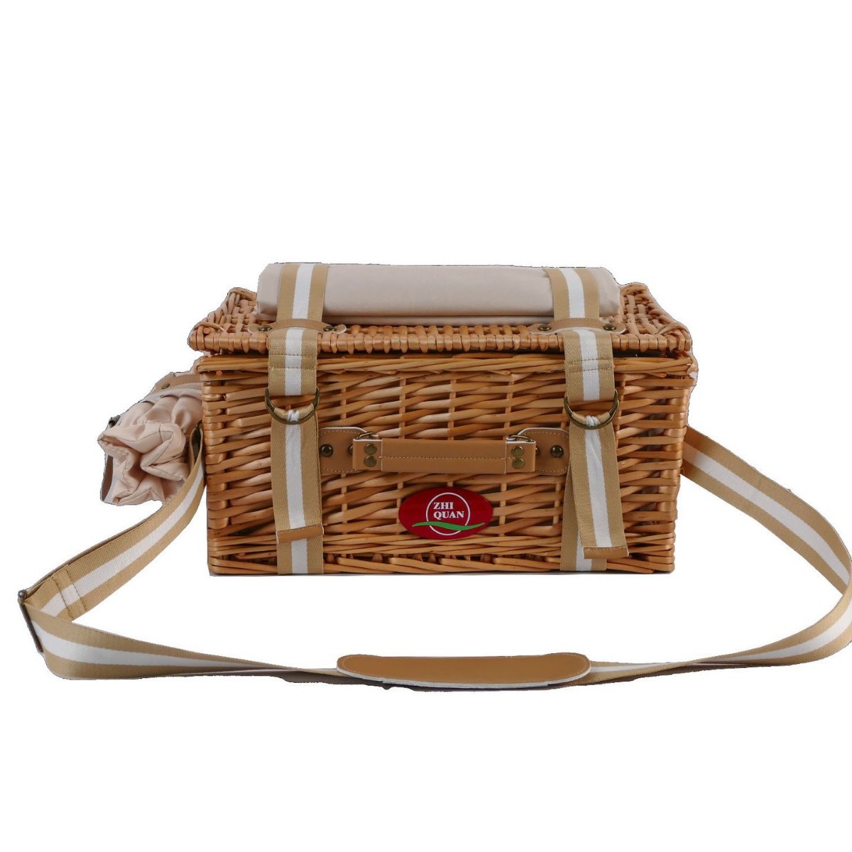 Cestas de picnic de sauce de caña cestas de aislamiento de picnic en red cubiertos plegables portátiles almacenamiento de suministros completos para acampar