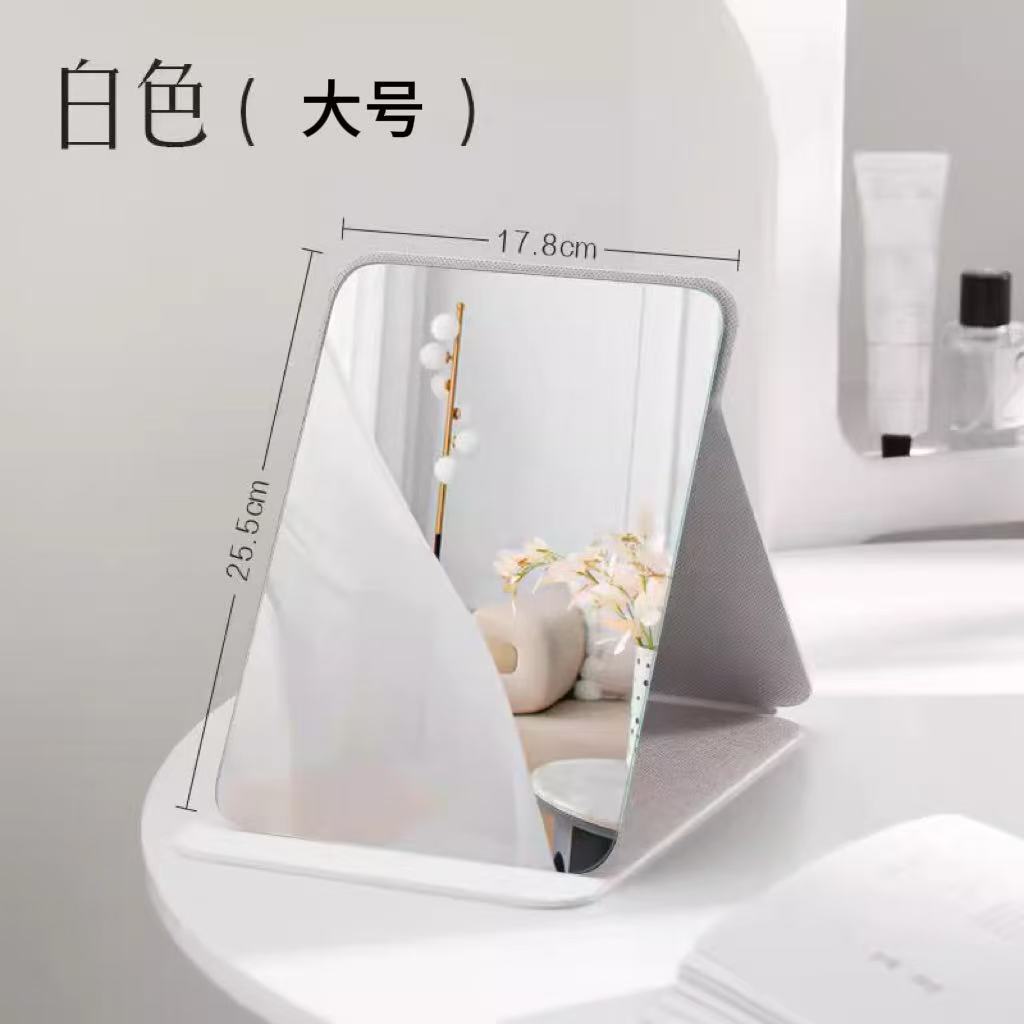 Espejo plegable, espejo de maquillaje para colocar en la mesa, espejo de tocador de escritorio para dormitorio de estudiantes, espejo portátil con tapa abatible.
