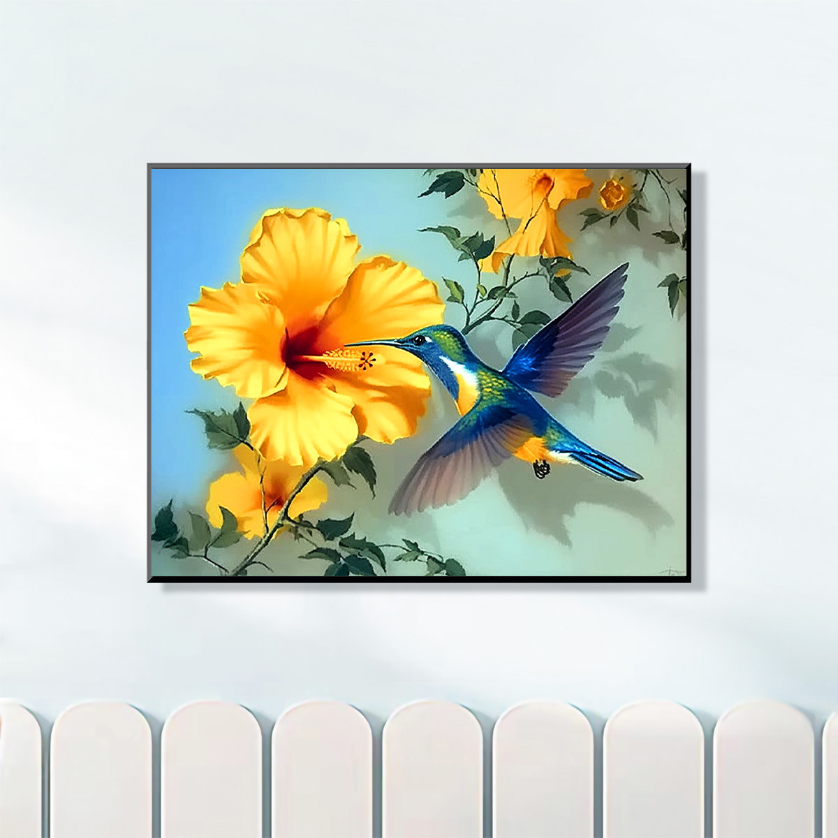 Mona Lisa Royal Cross Stitch Colibrí que recolecta miel de flores Comercio exterior transfronterizo Venta caliente Punto de cruz Fábrica cabello liso image 6