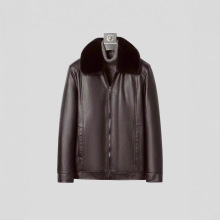 毛领皮衣男冬季中老年外套加绒加厚机车PU皮夹克保暖爸爸装