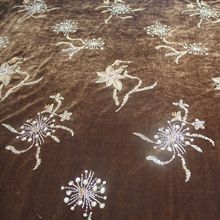 厂家直销金丝绒绣花晚礼服布 时尚珠片绣连衣裙面料 欧式亮片绣花