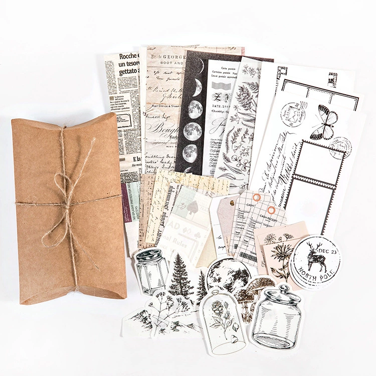 Cross -border Mo Mo Material Bags Retro Collection Room серия гриб-бабочка Ежемесячный DIY постер 30 листов