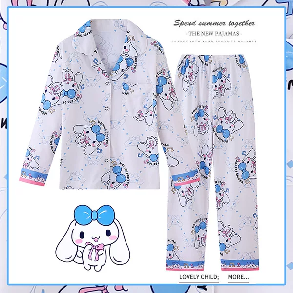 Southeast Asian Girls Pajamas Autumn and Winter Thin Long-sleeved Autumn Middle and Big Kids Girls Home Clothes Princess Cardigan suit