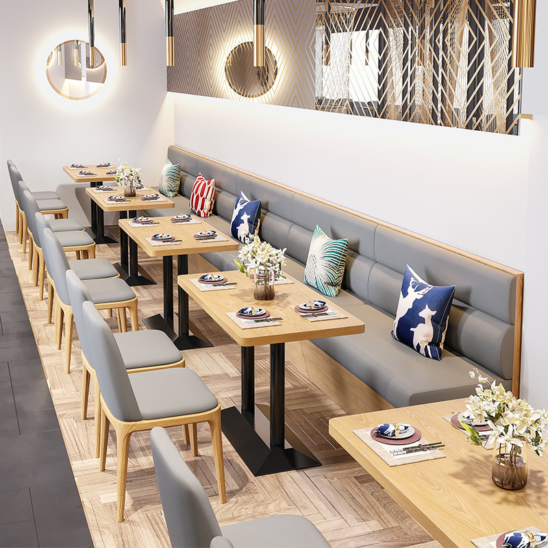 Western Restaurant, Tea Restaurant, Wall-Side Booth Sofa, Theme Restaurant, Milk Tea Shop, Cafe, Leisure Meeting Table and Chair Set