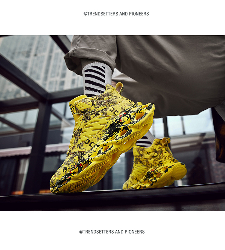 Esportes e lazer masculinos de inverno, tênis de corrida de basquete de cano alto para estudantes, tamanho grande_voghion.com