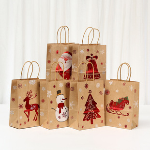 Bronzing Santa Kraft Paper Bag Amazon Christmas Single-sided Bronzing Tote Party Gift Gift
