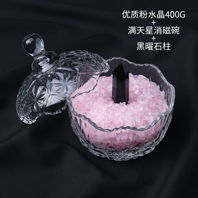 Bát khử từ 400G gypsophila pha lê bột cao cấp 4-5cm cột obsidian