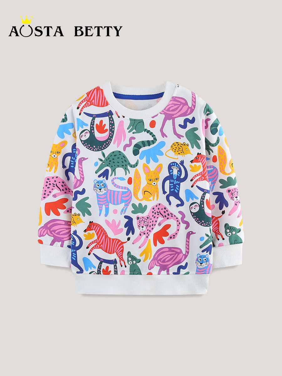 Nuevos productos de estilo europeo y americano para niñas suéteres de punto de algodón para bebés de otoño sudaderas de manga larga blusas deportivas para niñas