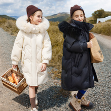 女童羽绒服中长款2025冬季新款洋气儿童中大童加厚冬装大毛领外套