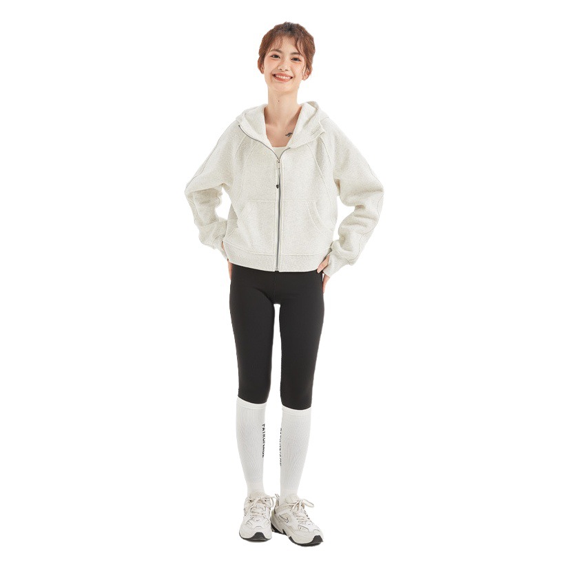 Cross-Border Autumn and Winter Hooded Sports Sweatshirt, Fleece-Lined Jacket, Thickened Loose Zipper Jacket