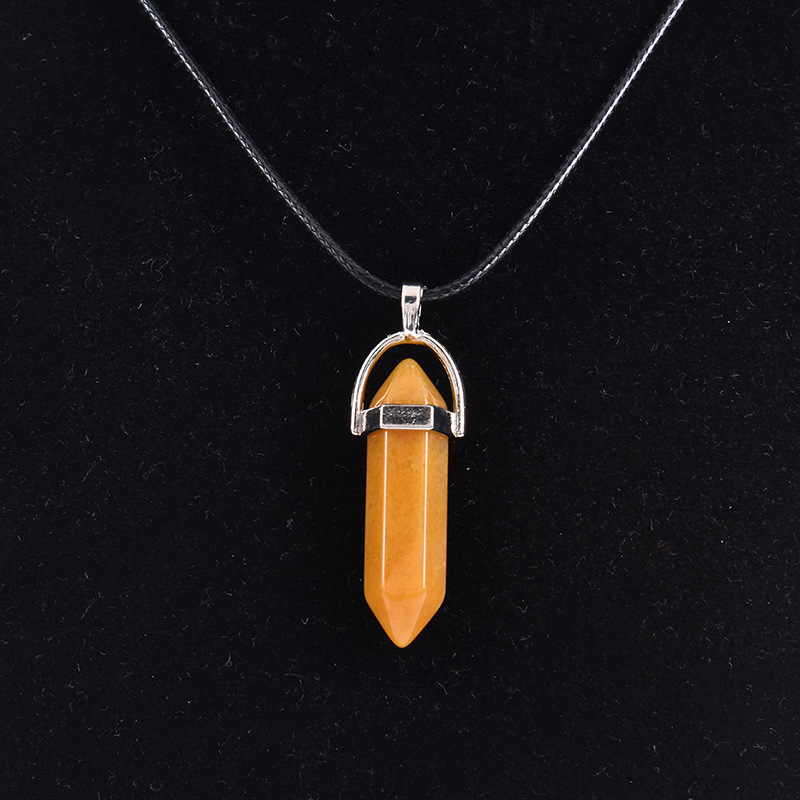 Cristal natural ágata columna hexagonal colgante diamante bala collar al por mayor cuarzo punto colgante