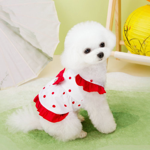 Pet dog clothes, cat clothes, cute clothes, small and medium-sized dogs, breathable 24 pretty clothes, dot skirt
