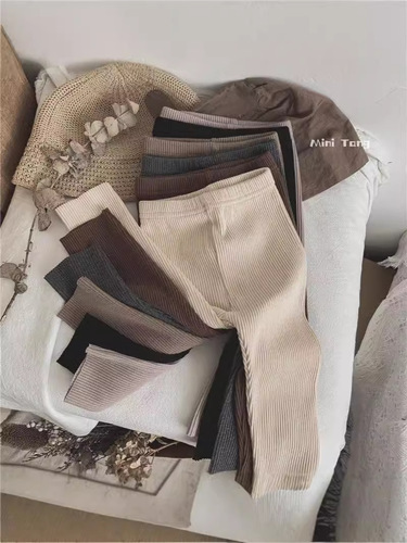 2025 Elastic Fitting Leggings for Kids - Unisex Baby Solid Color Versatile Long Pants - Autumn/Winter New Arrival Trendy