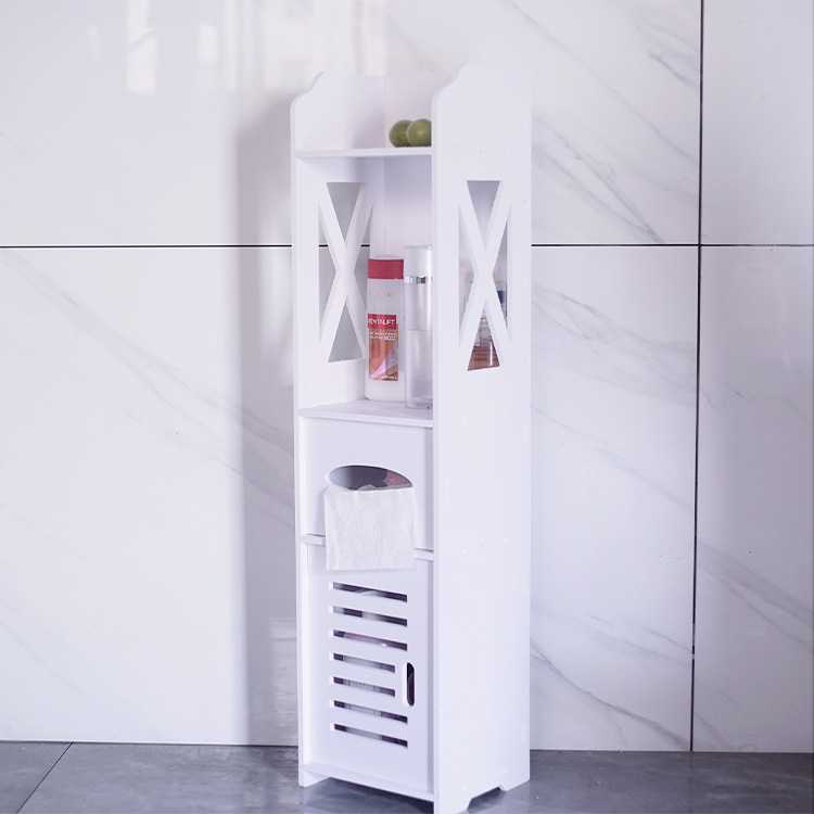 Bathroom Storage Rack, Wall-Mounted, No-Drill Bathroom Storage Cabinet, Floor-Standing Corner Toilet Side Cabinet, Bathroom Storage