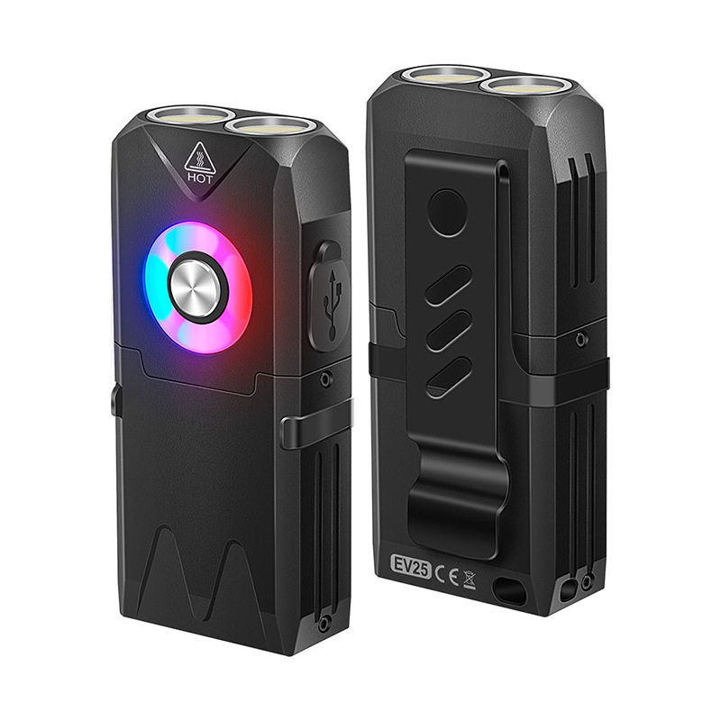新しい EV25 強力な光キーホルダー懐中電灯ミニ充電式 EDC 緊急ライトポータブルマルチカラー光源ポケットライト|undefined