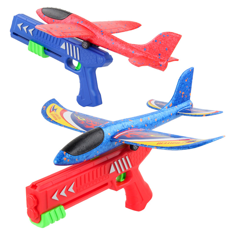 儿童手抛弹射飞机 一键发射软弹EPP泡沫飞机男孩女孩户外体育玩具