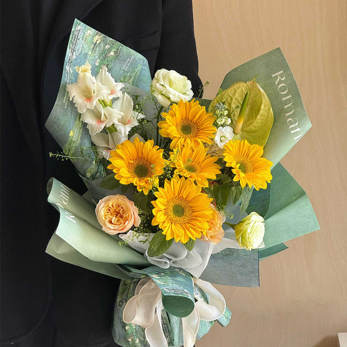 Siete colores, pintura al óleo clásica, serie de viento, ambiente, ramo, papel de embalaje, papel de embalaje de flores, arte floral, floristería, materiales, flores