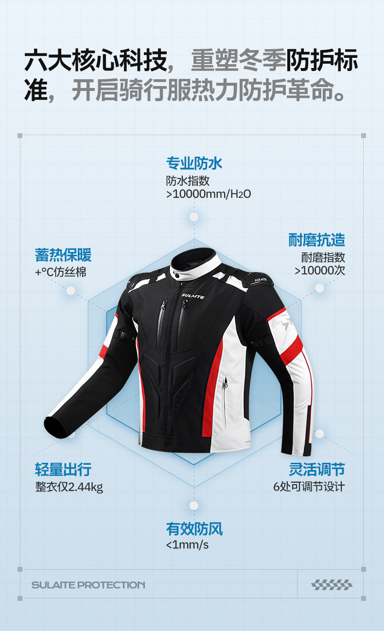 Sulaite Winter Motorcycle Riding Suit with Removable Lining, Warm and Waterproof Two-In-One Set, Anti-Fall Motorcycle Clothing
