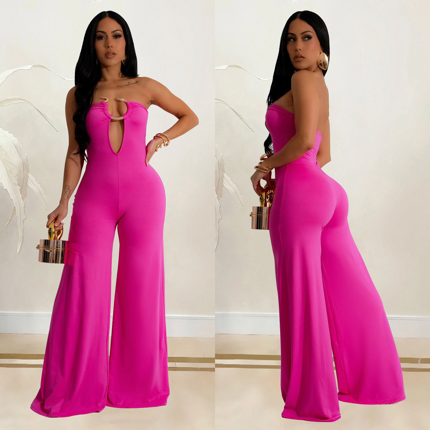 C6941 Aliexpress transfronterizo Amazon estación independiente de moda europea y americana ropa de mujer pantalones de moda de color sólido image 5
